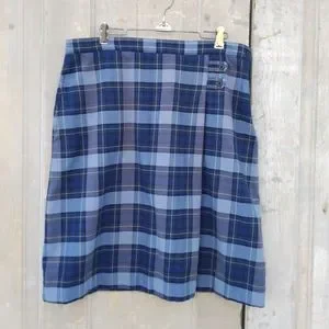 Lands end blue plaid skirt hot sale